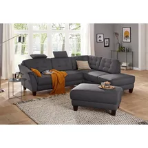 Home Affaire Ecksofa HOME AFFAIRE "Trondheim L-Form", grau (anthrazit), B:260cm H:89cm T:214cm, Struktur fein (100% Polyester);Flachgewebe (100% Polyester);Luxus-Microfaser (90% Polyester, 10% Polyamid), Sofas, Ecksofa, mit Federkern und Knopfheftung im Rücken, Füße