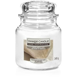 Yankee Candle Home Inspirations Duftkerze Mittleres Glas White Linen & Lace Medium)