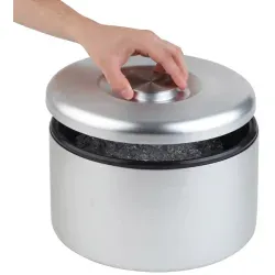 APS Eisbox, Eisbehälter Edelstahl, inkl. Tropfeinsatz 36037 , 1 Box, Farbe: metallic-silber