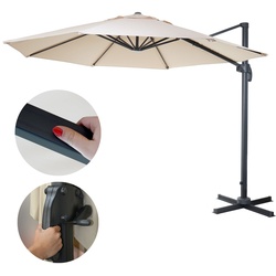 Gastronomie-Ampelschirm MCW-A96, Sonnenschirm, rund Ø 3m Polyester Alu/Stahl 23kg ~ creme ohne Ständer