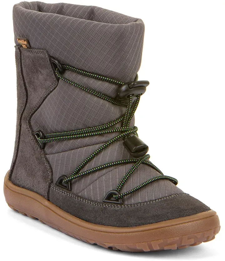 Barfußschuh FRODDO "BAREFOOT TEX TRACK", Mädchen, Gr. 29, grau, Textil, Veloursleder, Schuhe, Snowboots, Winterstiefel mit TEX-Membrane