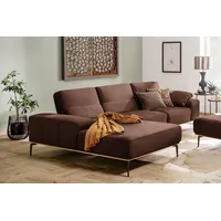 W.SCHILLIG Ecksofa run, Designsofa mit tollem Sitzkomfort, bequem, L-Form, mit Holzsockel, Füße in Bronze pulverbeschichtet, Breite 319 cm braun