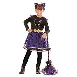 Kinderkleid "Katze", lila/schwarz