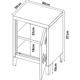 [en.casa] Nachttisch, Inari 2er Set Stahl Weiß