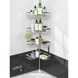 Kegii Teleskop Duschregal - Duschablage Ohne Bohren Ecke Teleskopregal Bad Edelstahl Teleskopregal Dusche Silber Duschkorb Eckregal