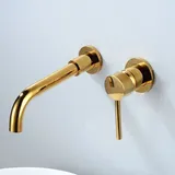 Wandmontierter Waschbecken-Wasserhahn, hochwertige Messing-Wand-Mischbatterie, verdeckter Badezimmer-Wasserhahn, 360° drehbarer Kalt- und