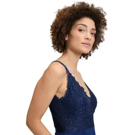 Vera Mont Overall VERA MONT "Damen mit Spitze", Damen, Gr. 30, Normalgrößen, blau (festival blau), Obermaterial: 100% Polyester; Futter: 100% Polyester, festlich, tailliert, V-Ausschnitt, Overalls Overall, Spitze