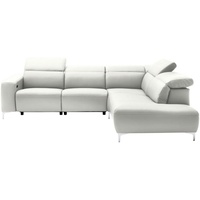 Pure Home Lifestyle Ecksofa, Weiß, Leder, Echtleder, Rindleder, Uni, 4-Sitzer, Ottomane rechts, L-Form, 290x223 cm, Blauer Engel, Goldenes M, Dgm, Lederauswahl, Stoffauswahl, seitenverkehrt erhältlich, Hocker erhältlich, Wohnzimmer, Sofas & Couches, Wohnlandschaften, Ecksofas