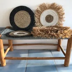 OIO NATURA Set mit 2 individuellen Teppichen aus Raffia in 2 Farben, Ø 38 cm