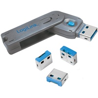 Logilink AU0043 USB Port-Blocker Schloss (1x Schlüssel und 4x Schlösser) grau