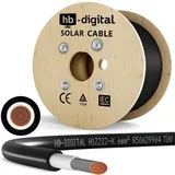 hb-digital Solarkabel 6 mm2 H1Z2Z2-K TÜV Zertifiziertes PV Kabel für Solar Anlagen 500m Schwarz