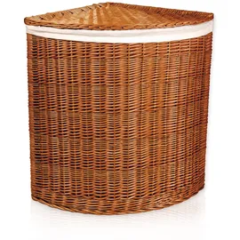 lycce Eckwäschetruhe - 75 L oder 125 L - aus Weide, Eckkorb mit Deckel