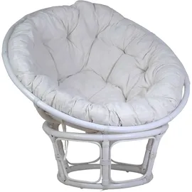 MiaMöbel Sessel Papasan Rattan 80 x 65 x 80 cm Weiß