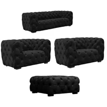 Fun Möbel Sofaset NATALIE 2-1-1 in Stoff Riviera schwarz