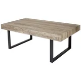 Mendler Couchtisch Kos T576, Wohnzimmertisch, 40x110x60cm MVG-zertifiziert ~ Wildeiche, dunkle Metall-Füße
