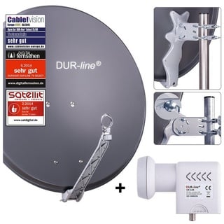 DUR-line DUR-line 24 Teilnehmer Unicable-Set - Qualitäts-Alu-Satelliten-Komplet Sat-Spiegel