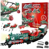 Cepewa Weihnachtszug für Tannenbaum Ø 80 cm Kunststoff Lokomotive 3 Waggons batteriebetrieben