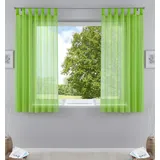 Gardinenbox 2er-Pack Gardinen Transparent Vorhang Set Wohnzimmer Voile Schlaufenschal mit Bleibandabschluß HxB 175x140 cm Apfelgrün,