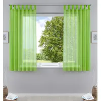 Gardinenbox 2er-Pack Gardinen Transparent Vorhang Set Wohnzimmer Voile Schlaufenschal mit Bleibandabschluß HxB 175x140 cm Apfelgrün,