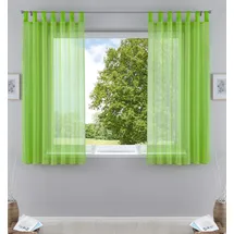 Gardinenbox 2er-Pack Gardinen Transparent Vorhang Set Wohnzimmer Voile Schlaufenschal mit Bleibandabschluß HxB 175x140 cm Apfelgrün,