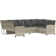 vidaXL Gartensofa mit Kissen Hellgrau Poly Rattan