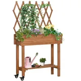Outsunny Hochbeet mit Rankgitter, Blumenkasten mit Ablage,