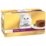 PURINA Gourmet Gold - Lamb/Green Beans & Turkey/Spinach Wet Food For Cats 4X85G