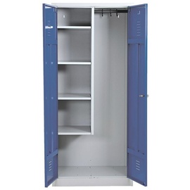 Gürkan Putzmittelschrank 104528 lichtgrau, enzianblau 80,0 x 50,0 x 180,0 cm, aufgebaut