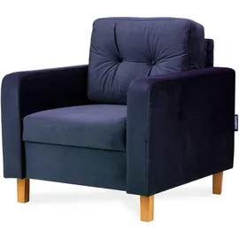 Konsimo Sessel Eriso Velours 80 x 75 x 75 cm Blau mit Kissen