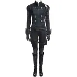 Damen Yelena Belova Kostüm Jacke Weste Schwarz Agent Soldat Natasha Romanoff Leder Cosplay Outfit Halloween Widow Cosplay Outfits Jumpsuit (L, Stil 1)