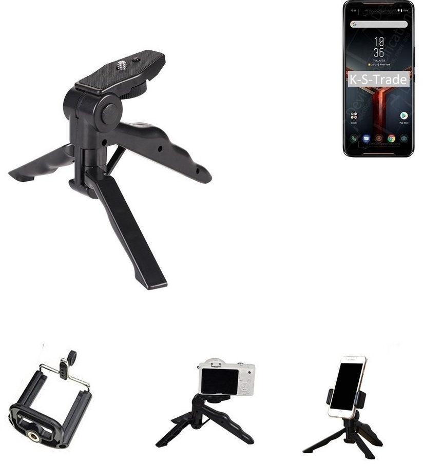 K-S-Trade für Asus ROG Phone II Smartphone-Halterung, (Stativ Tisch-Ständer Dreibein Handy-Stativ Ständer Mini-Stativ) schwarz