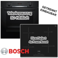 Induktion SET Herdset Autark Bosch Einbau Backofen Schwarz + Induktion Kochfeld