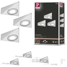 Paulmann 92125 LED Unterschrankleuchte Trias Näherungsensor 3er-Set 3000K 2,7W 135x132mm 185lm Eisen gebürstet