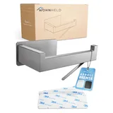 wohnheld WOHNHELD® Toilettenpapierhalter ohne Bohren | Mit Abroll-Bremse | Extrem stabile Klebemontage | Edelstahl WC Klopapierhalter Silber