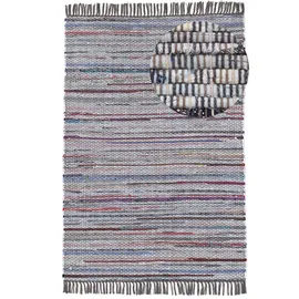 carpetfine Kelim Chindi, grau, 200x250 cm | Moderner Teppich für Wohn- und Schlafzimmer
