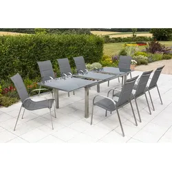 MERXX Gartenmöbelset »Lucca«, 8 Sitzplätze, Edelstahl/Textil - silberfarben