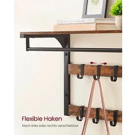 VASAGLE Wandgarderobe braun Holz 10 Haken 65,0 x 42,0 cm