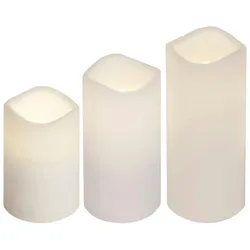 LED Kerzenset Paul flackernd Batterie Timer Fernbedienung für Außen weiß 3er Set