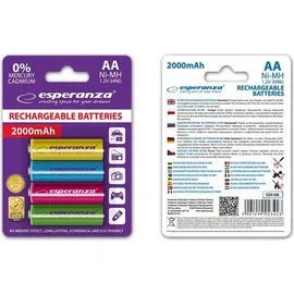 Esperanza Wiederaufladbare Batterie AA 2000 mAh 4 St.