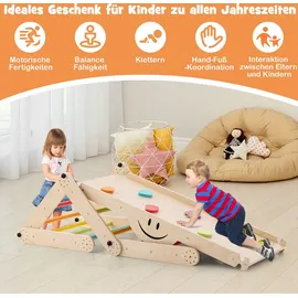 Costway Kletterdreieck mit Rutsche Naturbelassen