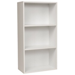 Furni24 Bücherregal Breites Bücherregal mit 3 Fächern, weiß, 60x31x115 cm