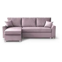 Beautysofa Polsterecke Toretto, Eckcouch aus velours, L-Form Ecksofa, Bettkasten, universelle Ottomane, inklusive Bonnell-Federn rosa