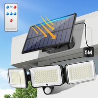 PIKOY Solarlampen Für Außen, 224LED 2000lLM LED Solar Aussenleuchte mit Bewegungsmelder, 4 Modi + Fernbedienung Solarlampen für Außen mit Bewegungsmelder, IP65 Solarleuchte mit Bewegungsmelder