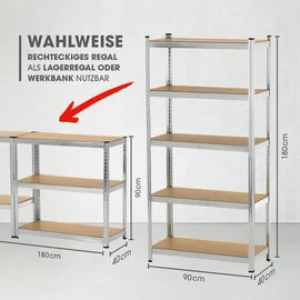 EasyMaxx Schwerlastregal Stahl 180x90x40 cm silber