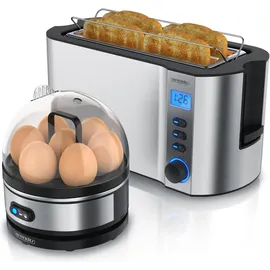 Arendo Langschlitz-Toaster Silber