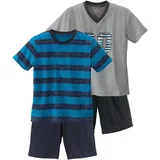 AUTHENTIC LE JOGGER Pyjama in türkis-gestreift, grau-meliert | Gr.: 158/164
