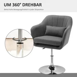 Homcom Arbeitshocker Drehstuhl höhenverstellbar, Stahl, Dunkelgrau, Kunststoff, 60x91x60 cm, Arbeitszimmer, Bürostühle, Drehstühle