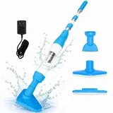 3-in-1 Kabelloser Poolsauger Akku 90 Min Laufzeit, Teleskopstange & Bürste, Mit Filterelement Sonstiges Poolzubehör, für Sand und Schmutz, 0.23l...