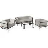 konsimo® TRIGLO Garten-Lounge-Set 4-tlg. dunkelgrau/hellgrau