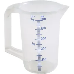 SCHNEIDER Messbecher mit blauer Skala und ml-Einteilung, Inhalt: 0,50 Liter